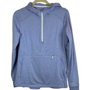 Zero Restriction Womens Blue Heather Quarter Zip Hooded Golf Pullover Jacket